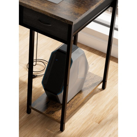 47 Computer Desk With Power Outlet,Writing Desk With 7 Fabric Drawers,Vanity Table Drawers And Large Side Pocket,Rustic Brown