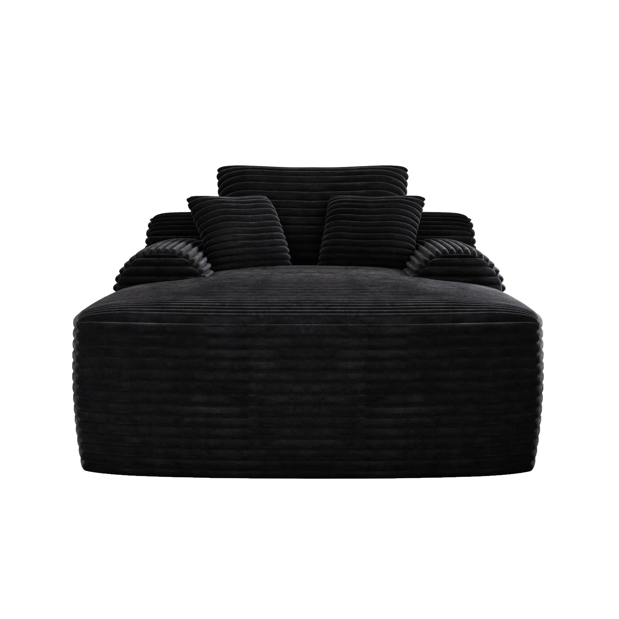 Loveseat Chaise Lounge Chair, Couches For Living Room, Oversized Upholstered Sleeper Indoor, Cloud Sofa Bed Indoor Deep Seat, No Assembly Required Corduroy Black