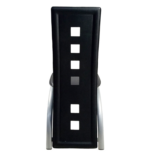 4pcs Long Backrest Square Hollow Decoration PU Leather Dining Chairs