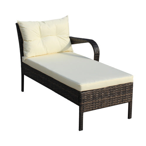 Mueble exterior Outdoor Patio Furniture Sets 2 Piece Conversation Set Wicker Ratten Sectional Sofa With Seat CushionsBeige Cushion