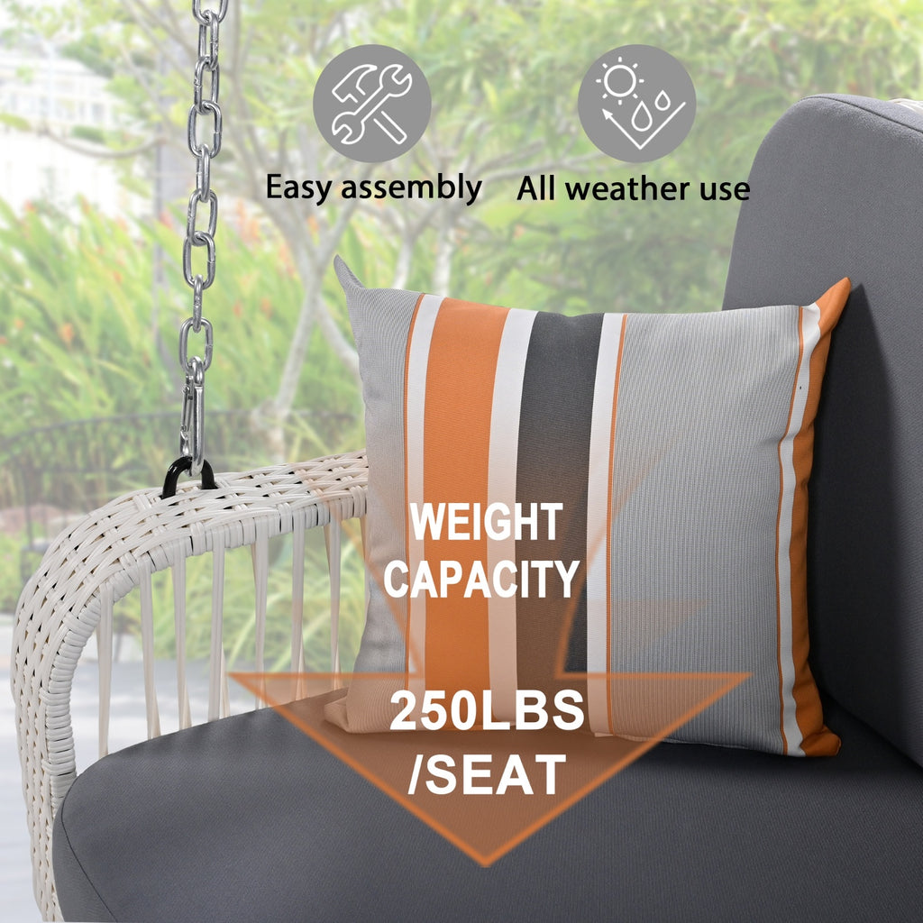 Columpio Wicker Porch Swing, 2-Seater Hanging Bench With Chains, Patio Furniture Swing For