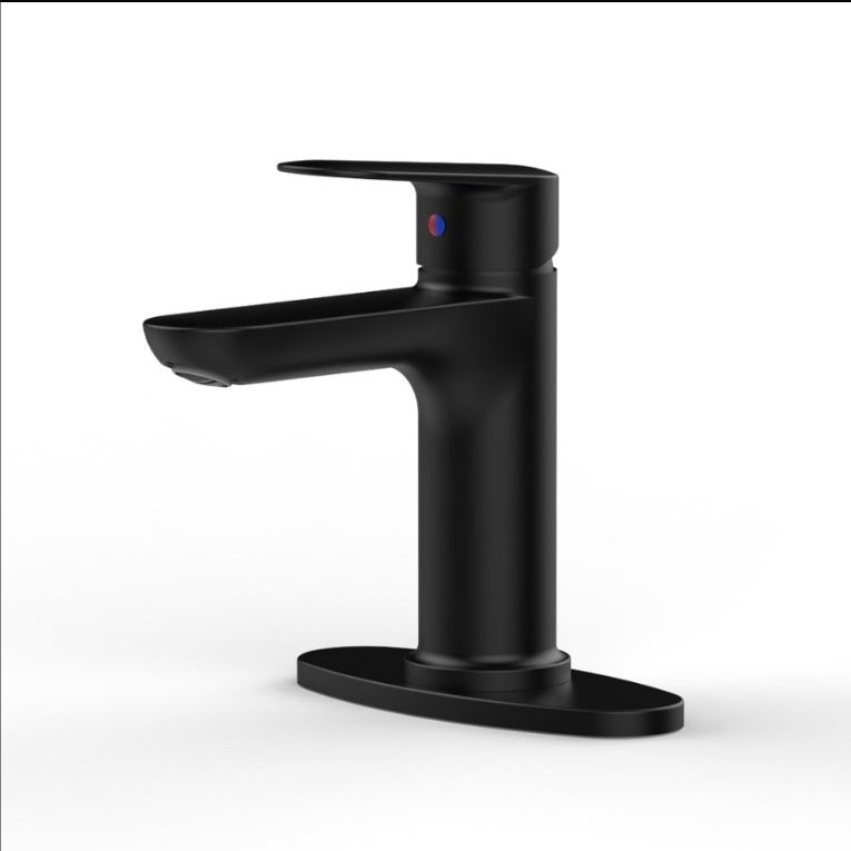 Matte Black Single Handle Bathroom Faucet With Deck For 1 Or 3 Holes Laundry Vanity Sink Faucet With Two 9 16 Hoses