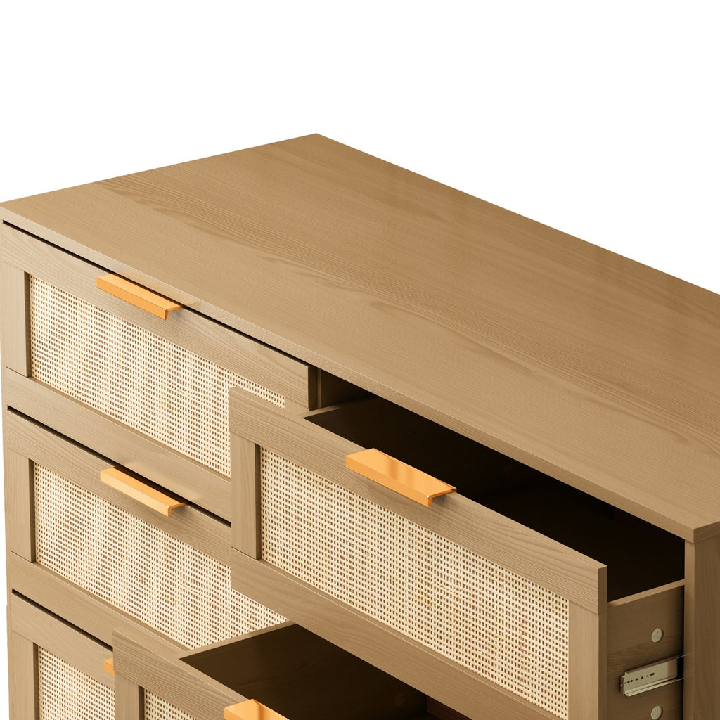 6 Drawers Rattan Dresser Rattan Drawer, Bedroom,Living Room