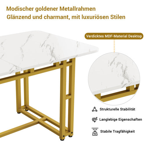 Mesa de Metal Frame Rectangular Dining Table Modern Kitchen Table