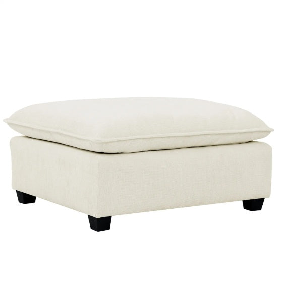 Modular Couch Comfy Cloud Couch Loveseat With Ottoman, Modern Chenille Love Seat Upholstered Modular Couch Sleeper For Living Room, Apartment, Studio, Office Beige White