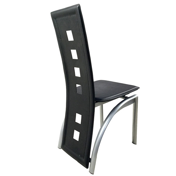 4pcs Long Backrest Square Hollow Decoration PU Leather Dining Chairs