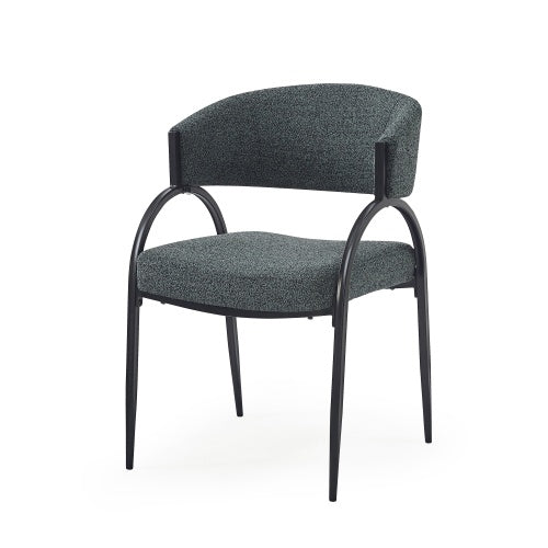Upholstered Dining Chairs With Metal Legs Set Of 2,Dark Green Black