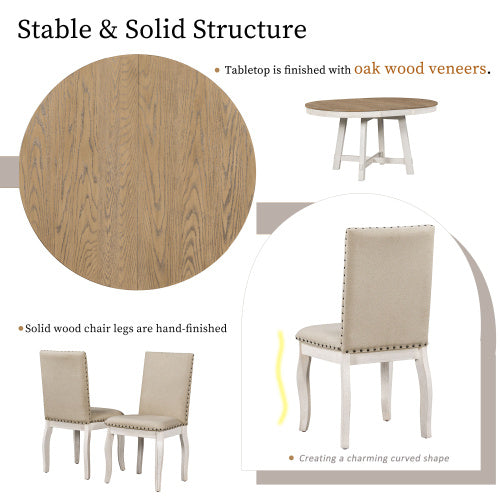 Juego de comedor 5-piece Farmhouse Wooden Dining Table Set