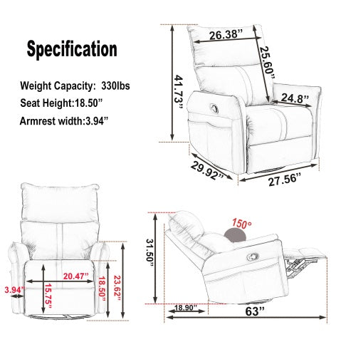 Recliner chair Bedroom Chair Modern Small Swing Swivel