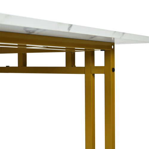 Mesa de Metal Frame Rectangular Dining Table Modern Kitchen Table