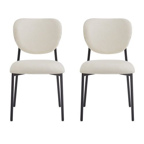 Upholstered Dining Chairs With Metal Legs  Set Of 2,Beige