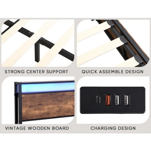 Plataforma Wooden Platform Bed Frame With Lifting And Charging Station