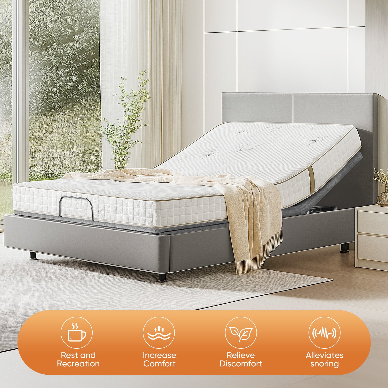 Frame Electric Bed Fully Functional Bed Frame With Wireless Remote Control