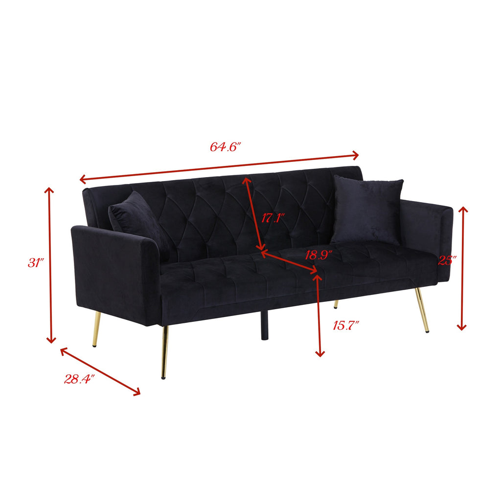 Modern Velvet  Sofa Bed Folding Futon For Lving Room