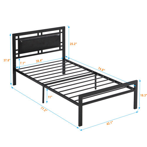 Twin Size Metal Bed Sturdy System Metal Bed Frame ,Modern Style And Comfort To Any Bedroom