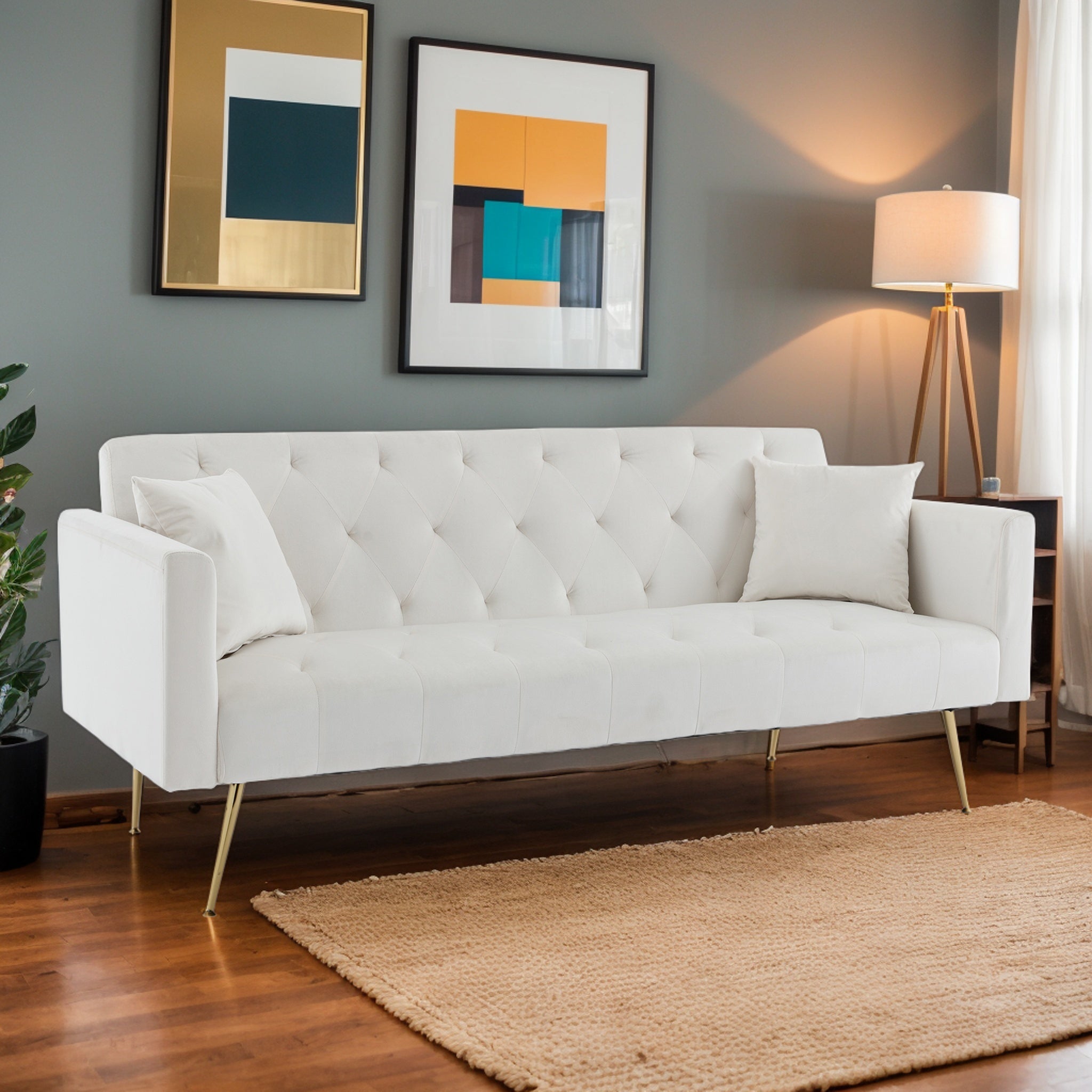 Modern Velvet  Sofa Bed Folding Futon For Lving Room