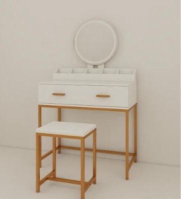 Tocador Vanity Set With Mirror And Stool - Makeup Vanity Table With Storage Drawers And Organizer, White And Gold, Space-Saving Design For Small Bedrooms