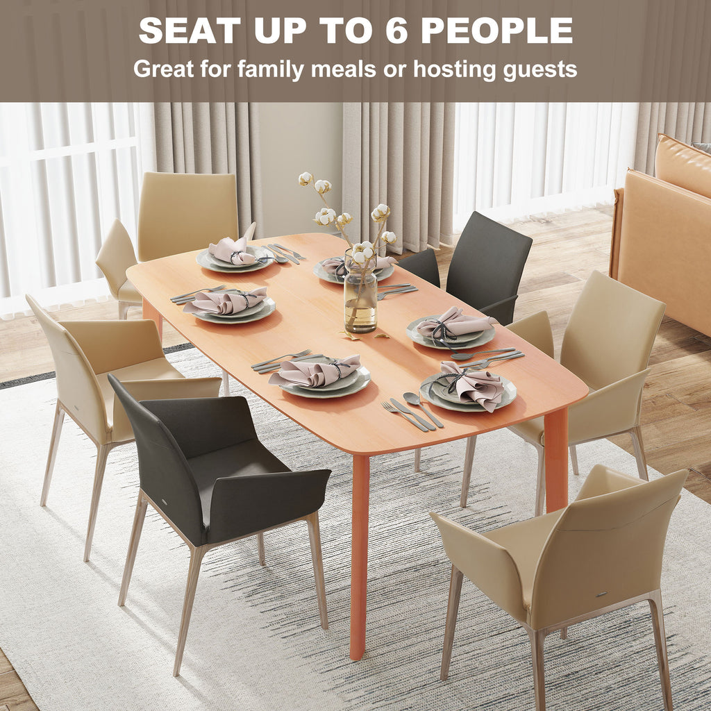 Pine Wood Dining Table For 6, 47 Rustic Rectangular Kitchen Table With Large Tabletop For Dining Room, Natural