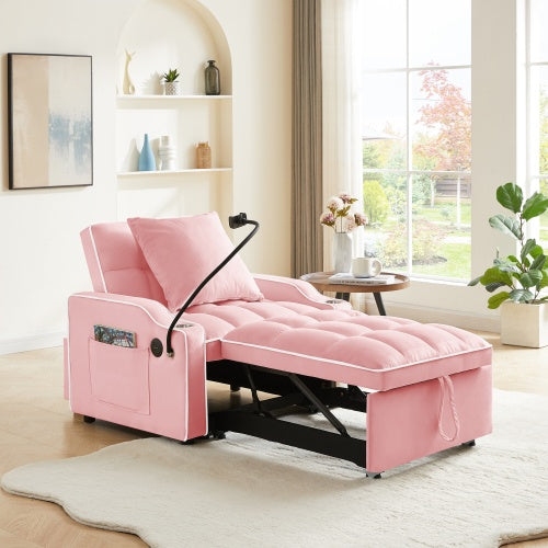 3-in- 1 Sofa Bed, Convertible Sleeper Chair Sofa Bed Adjustable Pull Out Sleeper Chair Bed Multi-Pockets Folding Sofa Bed For Living Room Bedroom Small Space