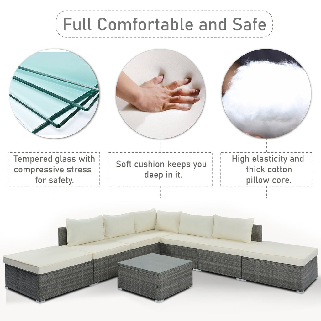 Juego de muebles exterior 8-Pc Outdoor Patio Furniture Set, Garden Wicker Sofa, Single Sofa Combinable