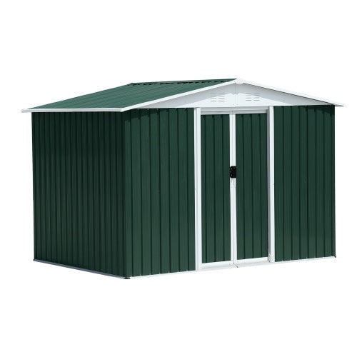 Outdoor Storage Garden Bike Shed 8x6 Feet Apex Roof Dark Grey With Aluminum Alloy Frame And Sliding Door
