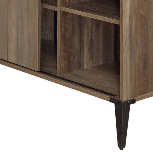 Rustic Oak Writing Desk With Sliding Barn Door