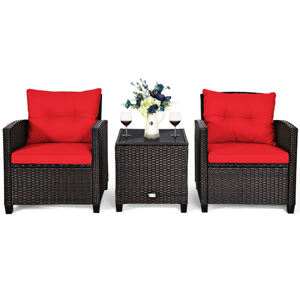 Juego muebles exterior 3 pc Patio Furniture Set With Washable Cushion