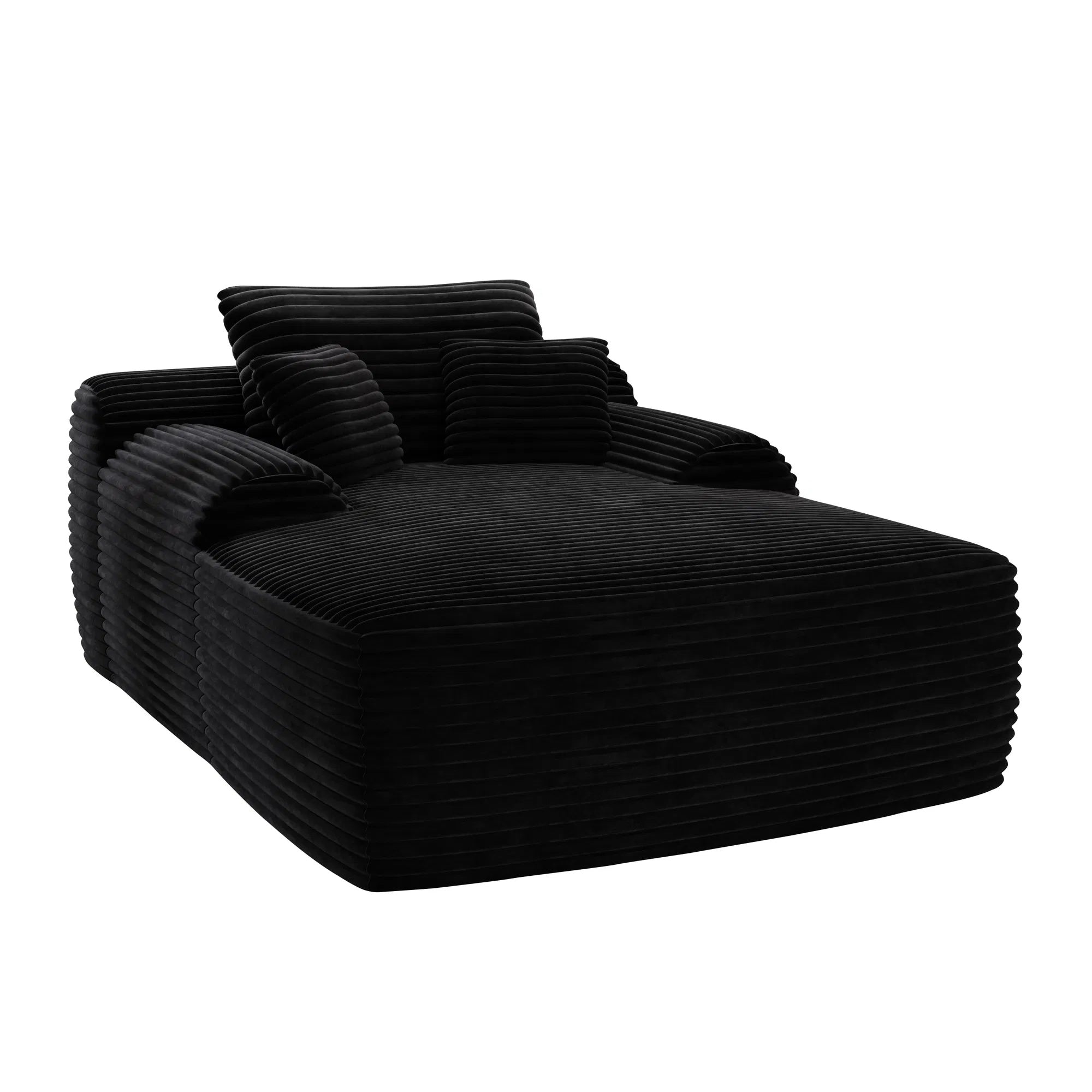 Loveseat Chaise Lounge Chair, Couches For Living Room, Oversized Upholstered Sleeper Indoor, Cloud Sofa Bed Indoor Deep Seat, No Assembly Required Corduroy Black