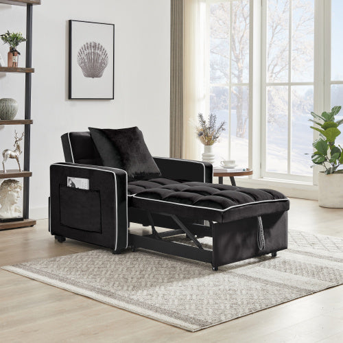 3-in 1 Sofa Bed Chair Folding Sofa Bed Adjustable Back Into A Sofa Recliner Single Bed  Modern Chair Bed Berth Black negro