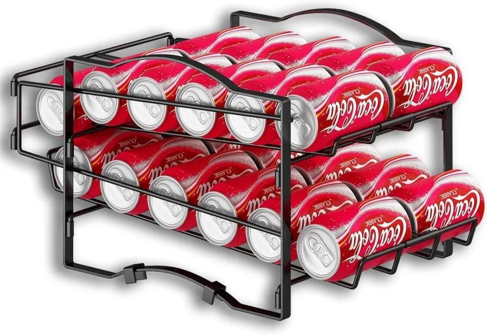 4 Tiers Can Organizer Rack, 48 Cans Soda Can Dispenser Organizer For Refrigerator, Set Of 2 Stackable Beverage Dispenser Rack