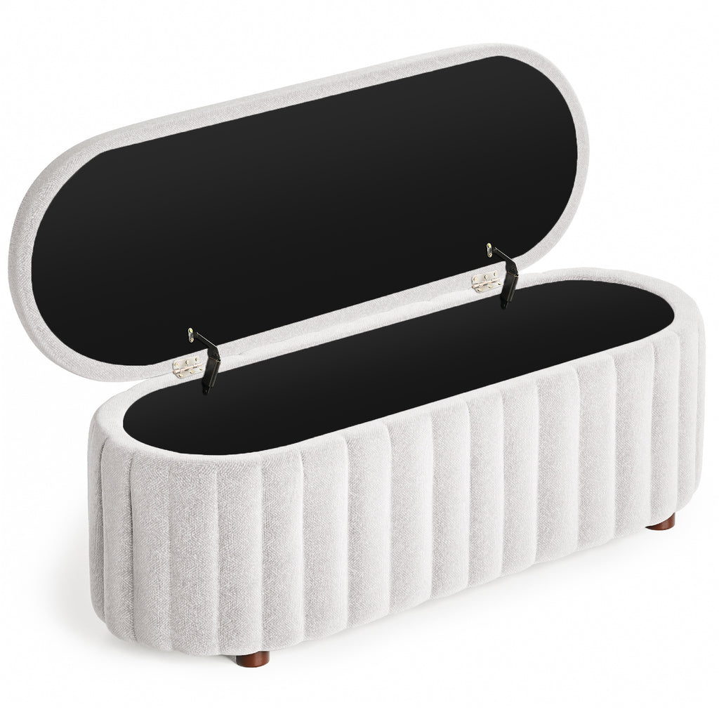 Linen Upholstered Storage Bench