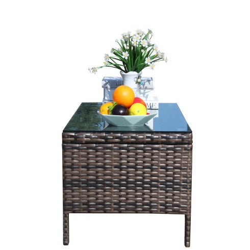 Mesa exterior Outdoor Patio Furniture 1 Coffee Table With Clear Tempered Glass