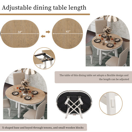 Juego de comedor 5-piece Farmhouse Wooden Dining Table Set