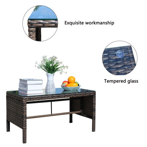 Mesa exterior Outdoor Patio Furniture 1 Coffee Table With Clear Tempered Glass