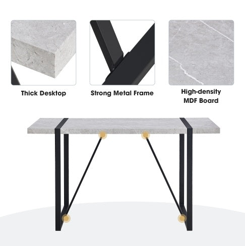 Mesa de comedor para Modern Dining Table, 55 Inch Kitchen Table For 4 People, Rectangular Dinner Table For Dining Room, Home Office, Living Room Furniture, Easy Assembly,