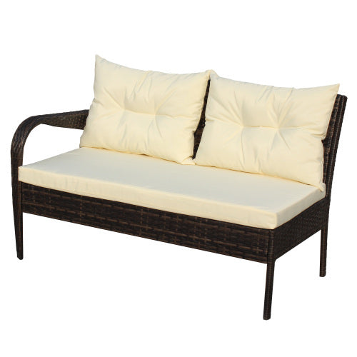 Mueble exterior Outdoor Patio Furniture Sets 2 Piece Conversation Set Wicker Ratten Sectional Sofa With Seat CushionsBeige Cushion