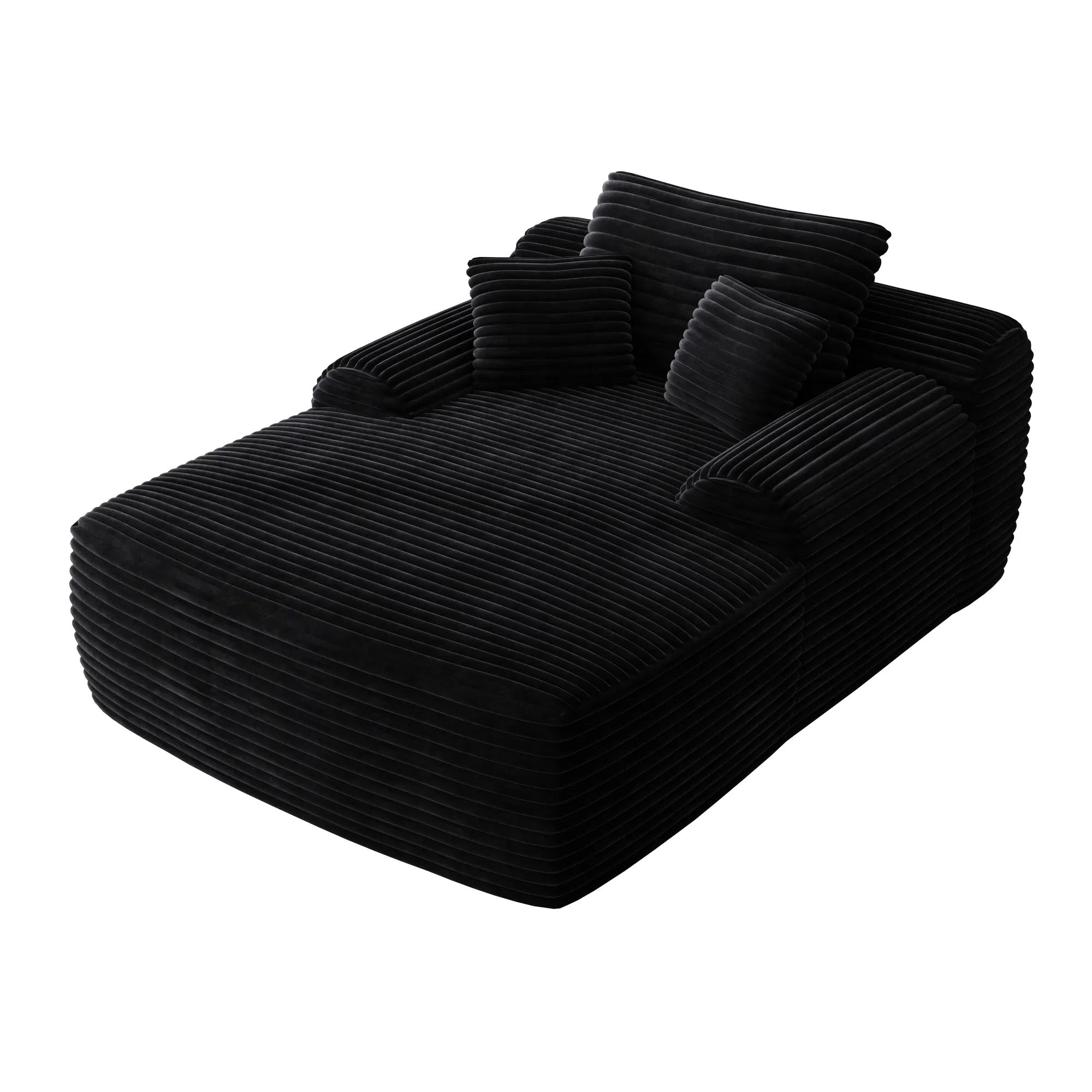 Loveseat Chaise Lounge Chair, Couches For Living Room, Oversized Upholstered Sleeper Indoor, Cloud Sofa Bed Indoor Deep Seat, No Assembly Required Corduroy Black