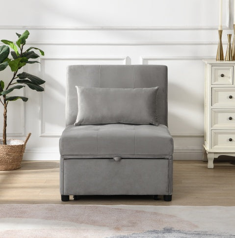 Folding Ottoman Sofa Bed Gray