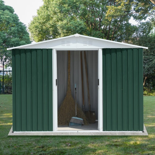 Outdoor Storage Garden Bike Shed 8x6 Feet Apex Roof Dark Grey With Aluminum Alloy Frame And Sliding Door