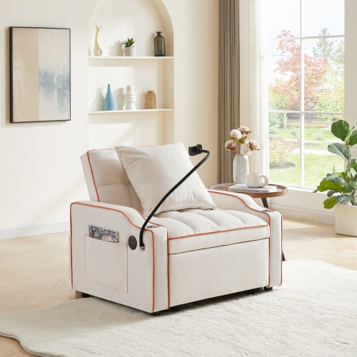3-in- 1 Sofa Bed, Convertible Sleeper Chair Sofa Bed Adjustable Pull Out Sleeper Chair Bed Multi-Pockets Folding Sofa Bed For Living Room Bedroom Small Space