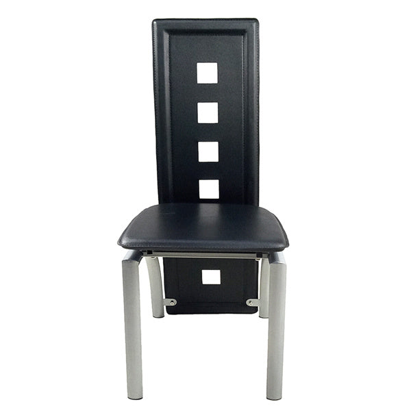 4pcs Long Backrest Square Hollow Decoration PU Leather Dining Chairs