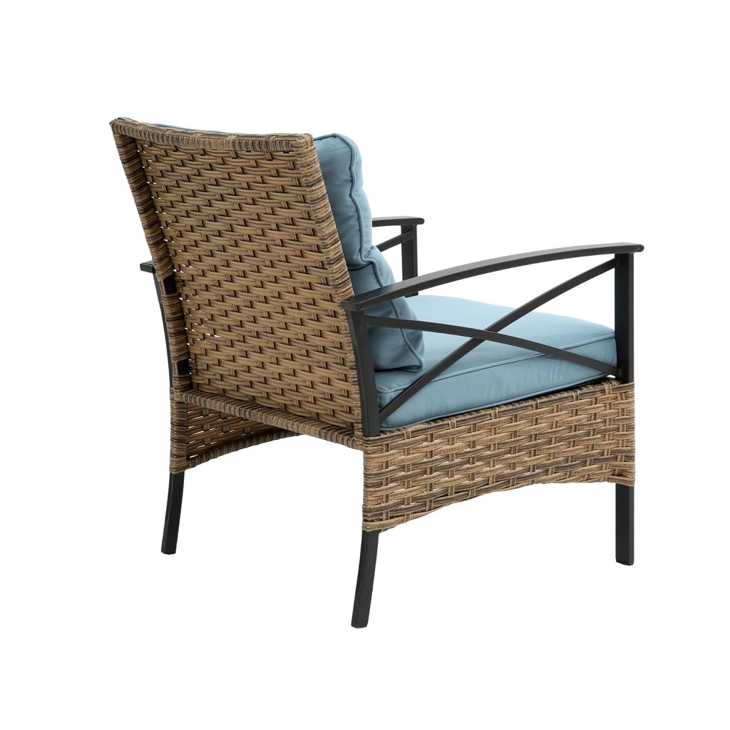 Juego de muebles exterior 4-Piece Patio Sectional Low Dining Sofa Set - KD Rattan Wicker Outdoor Furniture