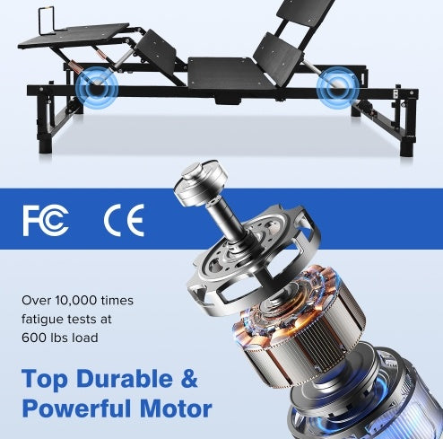 Frame Adjustable Bed Base Frame Queen Bed Frame With Head And Foot Incline Wireless Remote Zero Gravity Quiet Motor Black Queen
