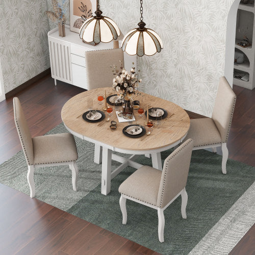 Juego de comedor 5-piece Farmhouse Wooden Dining Table Set