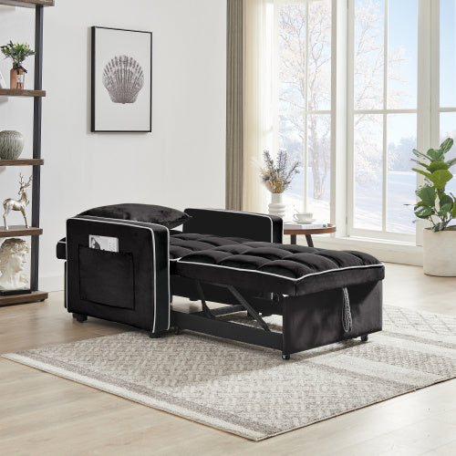 3-in 1 Sofa Bed Chair Folding Sofa Bed Adjustable Back Into A Sofa Recliner Single Bed  Modern Chair Bed Berth Black negro