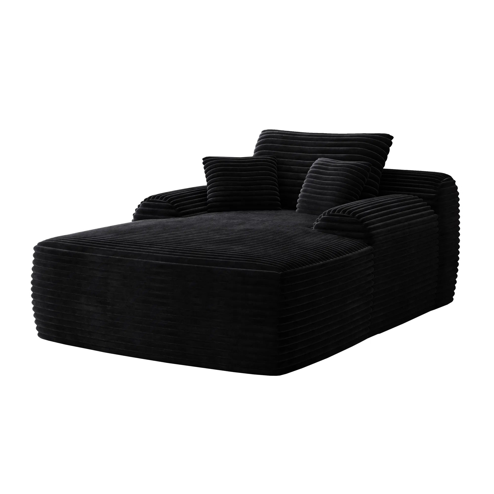 Loveseat Chaise Lounge Chair, Couches For Living Room, Oversized Upholstered Sleeper Indoor, Cloud Sofa Bed Indoor Deep Seat, No Assembly Required Corduroy Black
